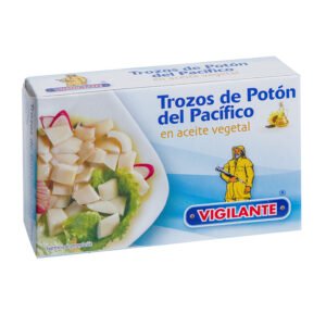 Trozos de potón del pacífico en aceite vegetal VIGILANTE Peso neto: 115g
