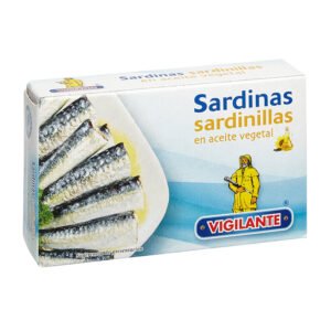 Sardinas Sardinillas en aceite vegetal VIGILANTE Peso neto: 90g