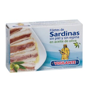 Filetes de Sardinas sin piel y sin espina en aceite de oliva VIGILANTE Peso neto: 120g